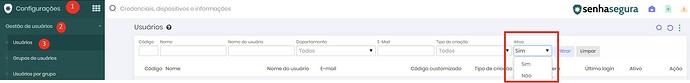 usuario inativo config