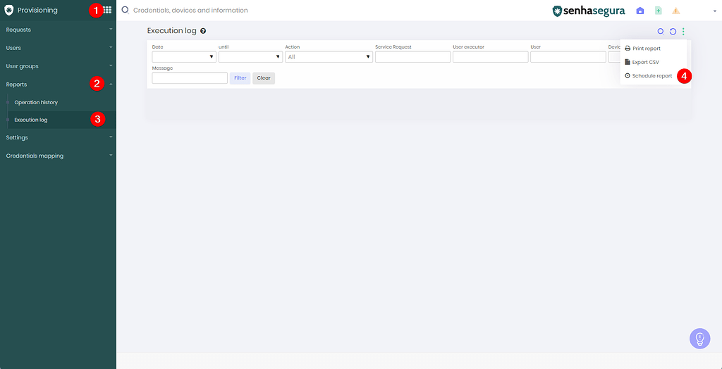 How to access execution log schedule reports in Provisioning - PAM Core ...
