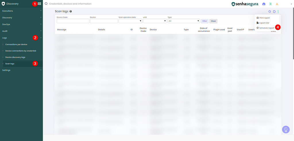 How to access scan logs schedule reports in Discovery - Discovery ...