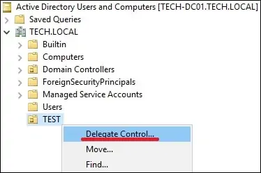 Active Directory - Delegate Control