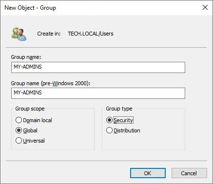 Active Directory - Create a group