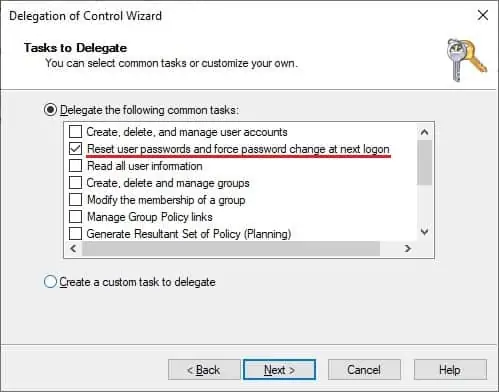 Delegate permission - Reset password